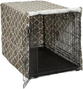 Midwest Homes for Pets Dog Crate Cover with Teflon Fabric Protector, Poly-Cotton Privacy Kennel Cover Fits Most 36-Inch Crates, Brown Designer Print, Washable, Reduces Barking by MidWestHomesForPets