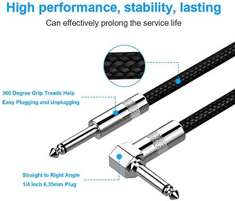 New Bee Guitar Cable 6ft Electric Instrument Cable Bass AMP Cord for Electric Guitar, Bass Guitar, Electric Mandolin, Pro Audio (Right Angle to Straight, Black) - Image 3