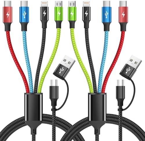 4 in 2 Multi Charging Cable, 2 Pack 5FT Dual Input Charging Cords by Firsting