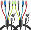4 in 2 Multi Charging Cable, 2 Pack 5FT Dual Input Charging Cords by Firsting