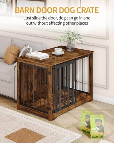 Hzuaneri 43.3" XL Dog Crate Furniture Indoor Dog Kennel with Barn Door - Image 7