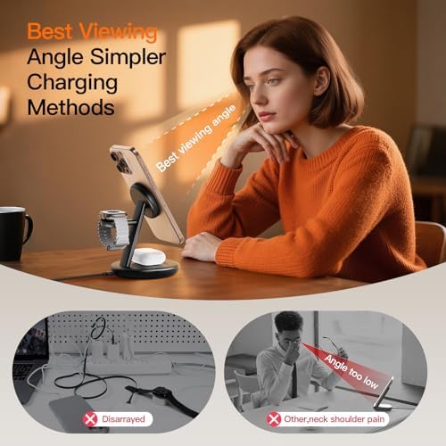 3 in 1 Magnetic Wireless Charger Stand for iPhone Apple Watch AirPods - Image 5