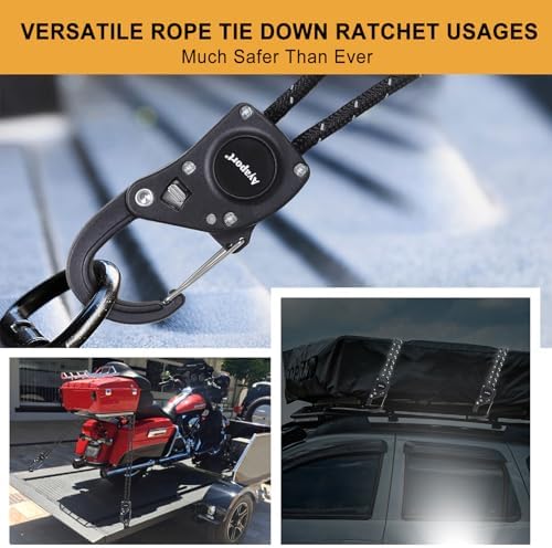 Ayaport Rope Tie Down Ratchet with Carabiner Clip 1/4" x 12', 4pcs - Image 6