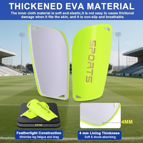 Kids Soccer Shin Guards 2 Pairs Slip-in Youth Shin Pads for Boys Girls, Lightweight PP+EVA Soccer Protective Gear Fits with Shin Guard Sleeves(not Included), Toddler to Teen Sizes Multiple Colors - Image 4