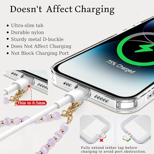 Marble Beaded Phone Wrist Strap for Women, Detachable Design - Image 5