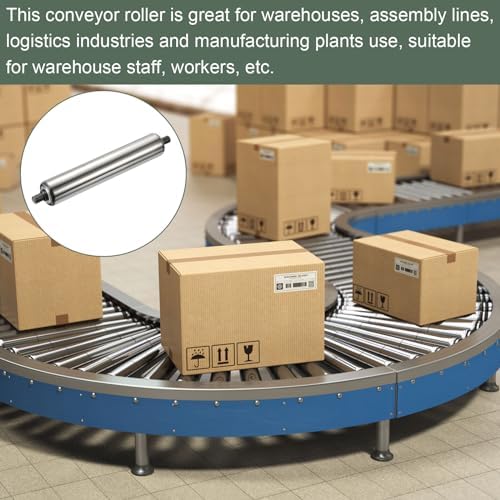 YOKIVE 2 Pcs Conveyor Roller, Stainless Steel Roller Replacement | Smooth Movement, Great for Factories, Warehouses Use (Silver, 1.5 Inch Dia, 8 Inch Length) - Image 3