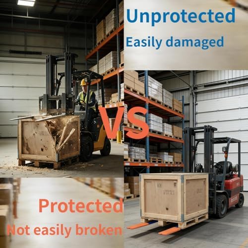 Forklift Accessories, Fork Covers, for forklifts 36"-42" long and 3"-7" wide, Made of Thickened Nylon to Prevent Scratching Goods, Suitable for Light-Duty Handling, Blue with Orange Fork Tips, 1 Pair. - Image 3