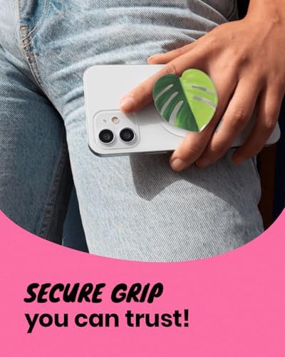 OnTheGrip Compatible with Magsafe Magnetic Cute Acrylic Tropical Leaf Design Collapsible Mobile Phone Grip Stand Holder for Smartphone Tablet Cell Phone Accessory (Aurea Monsera) - Image 5