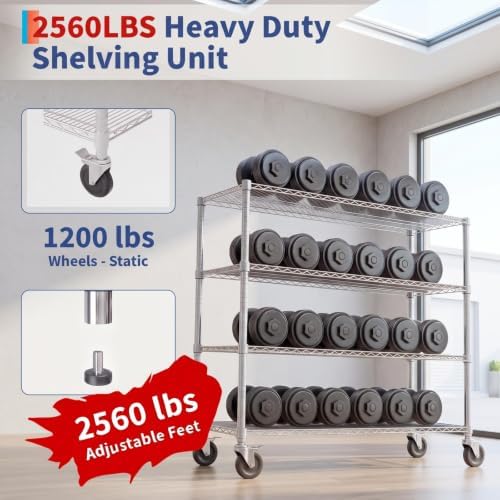 Garvee 70"H Storage Shelves with Wheels, NSF Wire Shelving Rack for Kitchen - Image 4