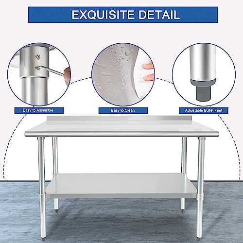 HARDURA Stainless Steel Prep & Work Table 24 x 48 Inches Backsplash - Image 5