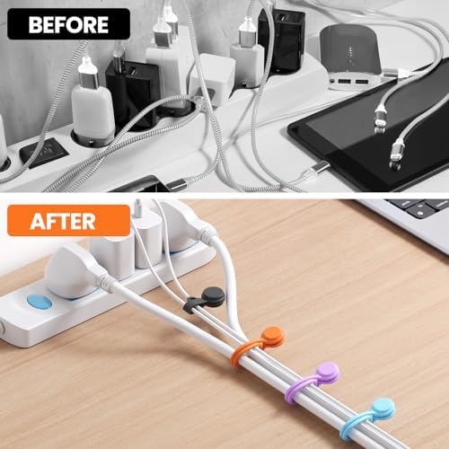 Tounee Reusable Silicone Magnetic Cable Ties - 2 Sizes Combo (4pcs 2.95'' + 4pcs 7.68'') - Multi-Purpose for Cable Bundling, Organizing, Bookmarks & Fridge Magnets - Assorted Colors, 8-Pack - Image 3