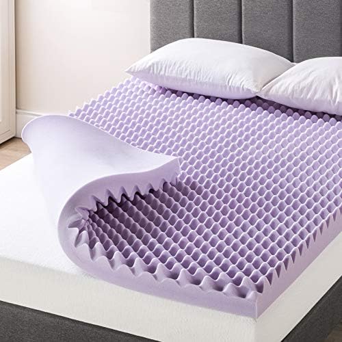 Best Price Mattress 4 Inch Egg Crate Memory Foam Mattress Topper with Soothing Lavender Infusion, CertiPUR-US Certified, Dorm Essentials, Twin by BestPriceMattressInc
