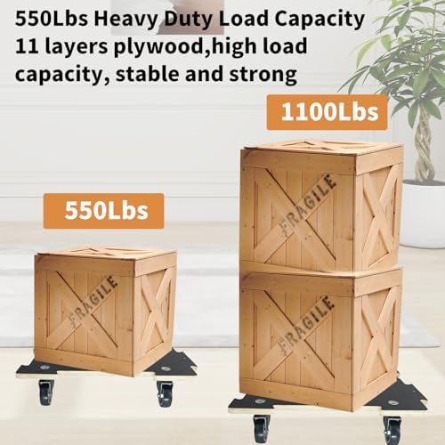 Hard Wood Mover Spliceable Dolly 550Lbs Capacity (2 Packs) 4 Wheels Heavy Duty Furniture Moving Connectable Design Dollier Upgraded Transport Roller - Image 2