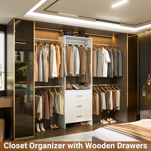 Aheaplus Closet System, 4.2-9Ft Closet Organizer with with 4 Rods, White - Image 2