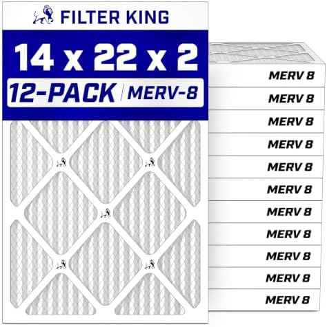Filter King 14x22x2 Air Filter MERV 8, AC Furnace Filters (12-Pack) by FilterKing