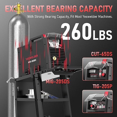 YESWELDER 3-Tier Welding Cart, Tilted Platform and 360° Rolling - Image 4