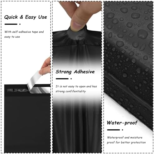 JinRuiKJ Poly Mailers 12x15.5 Inch, 50 Pcs Shipping Bags, Black - Image 3