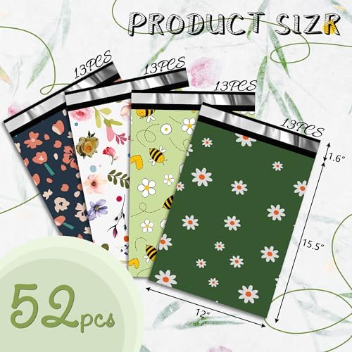 Poly Mailers 12x15.5 Inch, 50 Count, Assorted Prints, Self Seal - Image 2