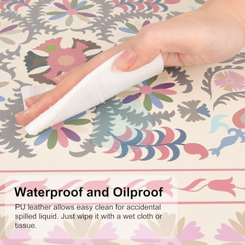 QIYI PU Leather Large Mouse Pad, Waterproof Desk Mat, 31.5" x 15.7", Suzani - Image 3