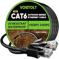 Cat 6 Outdoor Ethernet Cable 100 ft, 24AWG 10Gbps Cat6 Cable Cord Waterproof Direct Burial LLDPE UV Jacket, Internet Network Cable with 20 Ties Support POE Cat6 Cat5e Cat5, CCA, UTP for PC by EthernetCable