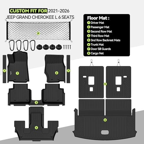 TPE Floor Mat Set for 2021-2026 2027 Jeep Grand Cherokee L 6 Seats - Image 2
