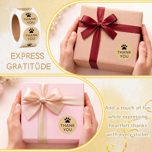 500 Pcs Thank You Dog Stickers Dog Paw Print Thank You Stickers for Shipping Mailers, Bags, Boxes, Tags, Greeting Cards, Present for Sealing and Decoration(Brown) - Image 5
