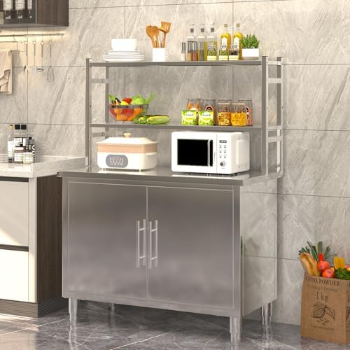 Stainless Steel Table with Cabinet, 40”x20” Kitchen Prep Table - Image 2