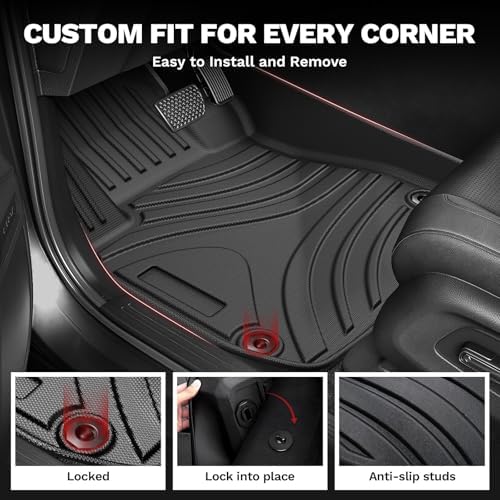 Powerty Floor Mats for Honda CR-V 2023 2024 2025 2026 (Include Hybrid) All Weather 3D TPE Anti-Slip Car Liners for 1st & 2nd Row Accessories - Image 2