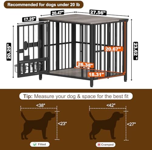Easycom 27" Foldable Dog Crate Furniture, No Assembly, Oak Grey - Image 5