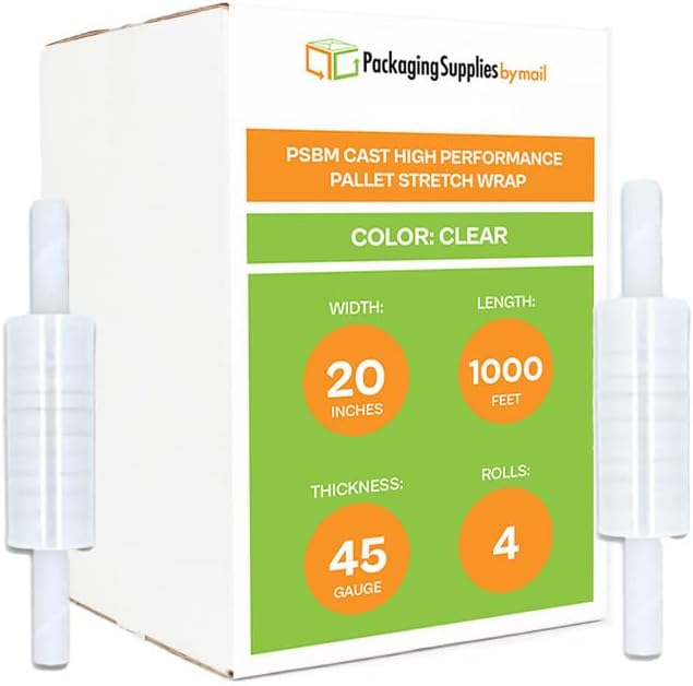 PSBM Stretch Wrap with Handles, 4 Pack, 20 Inch x 1000 Feet, 45 Gauge - Image 2