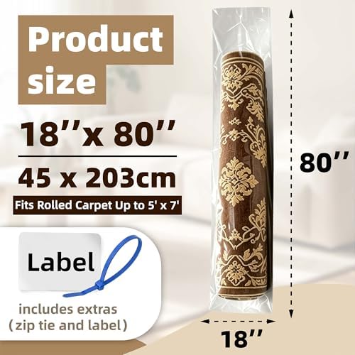 Heavy Duty Plastic Carpet Storage Bag, 80 x 18 Inch Rug Shipping Bag - Image 3