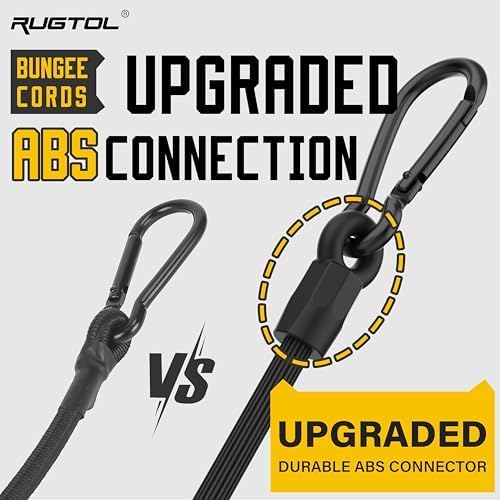 Rugtol Bungee Cords with Carabiner Hooks, Include 8", 15", 24", for Camping, Tarps, Bike Racks, Tents, 6 Pack - Image 3