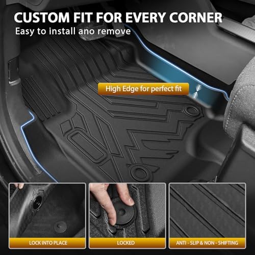 Powerty Floor Mats for 2017-2024 2025 2026 Ford F250/F350/F450 Super Duty Crew Cab All Weather 3D TPE Anti-Slip Truck Liners for 1st & 2nd Row Accessories - Image 4
