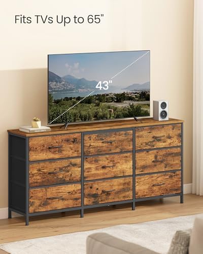 SONGMICS Dresser with 9 Fabric Drawers, TV Stand for TVs Up to 65 Inches - Image 4