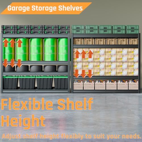 30" D Storage Shelves, 65" W Garage Shelving Heavy Duty Metal Adjustable Garage Shelves, 5 Tier Shelving Units Industrial Shelving, 65" W x 30" D x 79" H - Image 5
