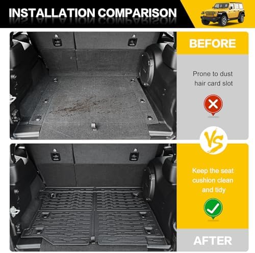Rear Cargo Mat for 2018-2026 Jeep Wrangler JL Unlimited 4X4 Cargo Liners All Weather TPE Protection Anti-Slip Trunk Mat for 18-26 Wrangler JL 4X4 4 Door Accessories - Image 3