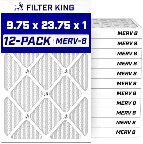 Filter King Air Filters 9.75x23.75x1 | 12-PACK | MERV 8 HVAC Pleated AC Furnace Filters | Air Purifier | Replacement Filters for Clean, Healthy & Fresh Environment | MADE IN USA by FilterKing