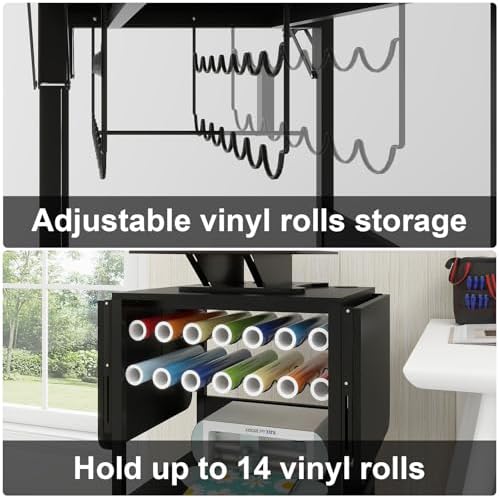 PUNCIA 3-Tier Movable Heat Press Stand with Vinyl Holder Folding Shelf - Image 4