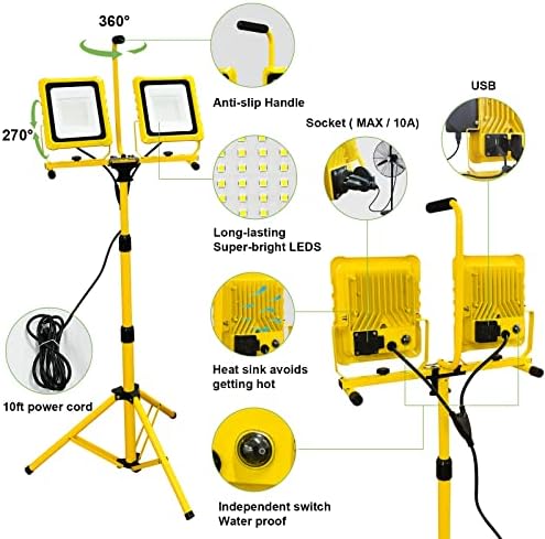 25000LM LED Work Light with USB & Socket (Individual Switch) - Image 3