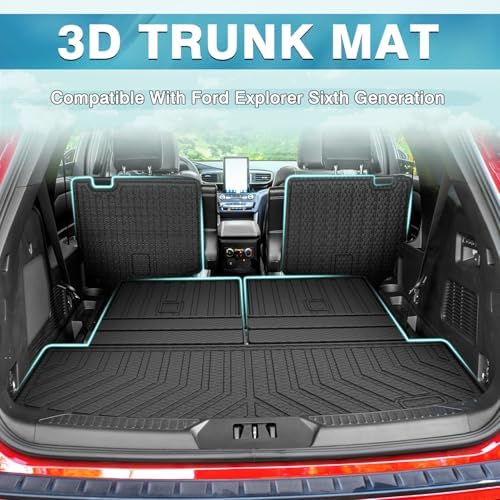 Mixsuper Cargo Liner Compatible with 2020-2026 Ford Explorer 6 Seats, All Weather TPE Trunk Mat with Backrest Mats, Rear Cargo Liner and 2nd Row Seat Back Protector for Explorer Accessories - Image 2