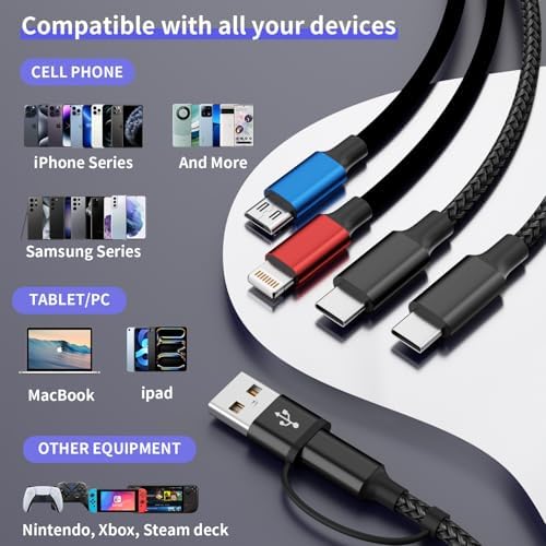 4 in 2 Multi Charging Cable, Charging Cords for Multiple Devices, 3Pack 5FT - Image 5