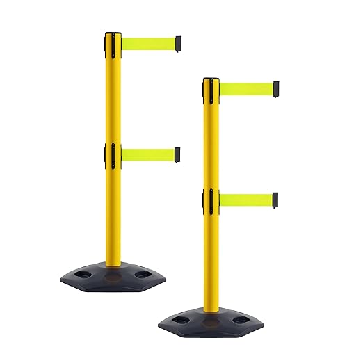 Crowd Control Warehouse CCW Set of 2 Retractable Dual Belt Stanchion Safety by Crowd+Control+Warehouse