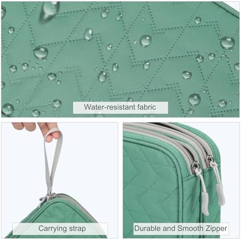 FYY Electronic Organizer, Travel Tech Pouch Bag, Large, Green Quilted - Image 4