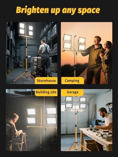 32000 Lumen LED Work Light with Stand, 4-Head Tripod, Remote Control - Image 6