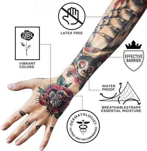 BFONS Tattoo Aftercare Waterproof Bandages 10 in x 5.5 yd Tattoo Cover Up Tape, Tattoo Supplies Second Skin Bandage Flat Roll Transparent Film Wound Healing Protective Clear Sterile and Safe Bandages - Image 3