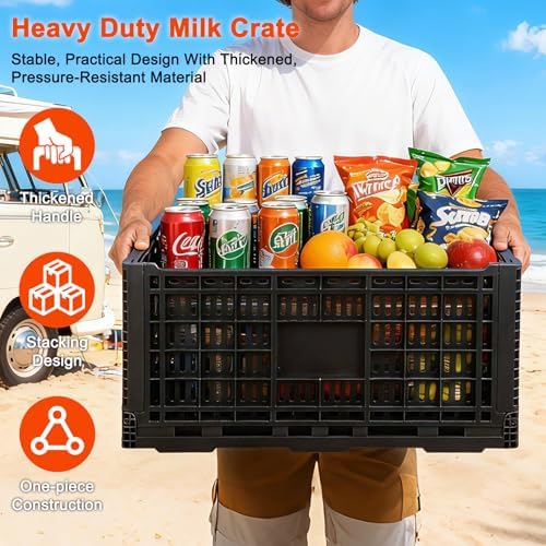 72L Collapsible Milk Crate with Handles, - Image 6