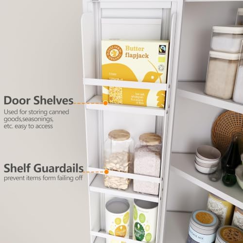 GAIOUS 74.8" Tall Metal Food Cabinet, White Kitchen Pantry Cabinet Cupboard - Image 5