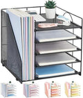 LEKETREE Desk Organizers and Accessories, 5-Tier Paper Letter Tray Organizer with File Holder, Desktop Organizer for Office Supplies (Black) by Stylishworkspaceeffortlessorganization