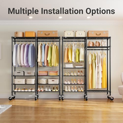 VIPEK R4 Rolling Clothing Rack, Garment Rack with Movable Wheels, Black - Image 3