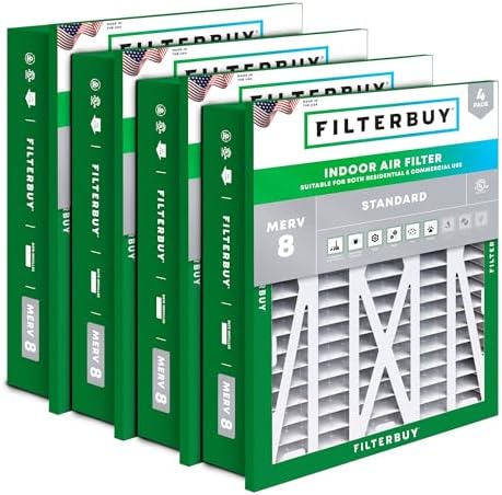 Filterbuy 20x25x5 Air Filter MERV 8 Dust & Allergy Defense (4-Pack) by Filterbuy